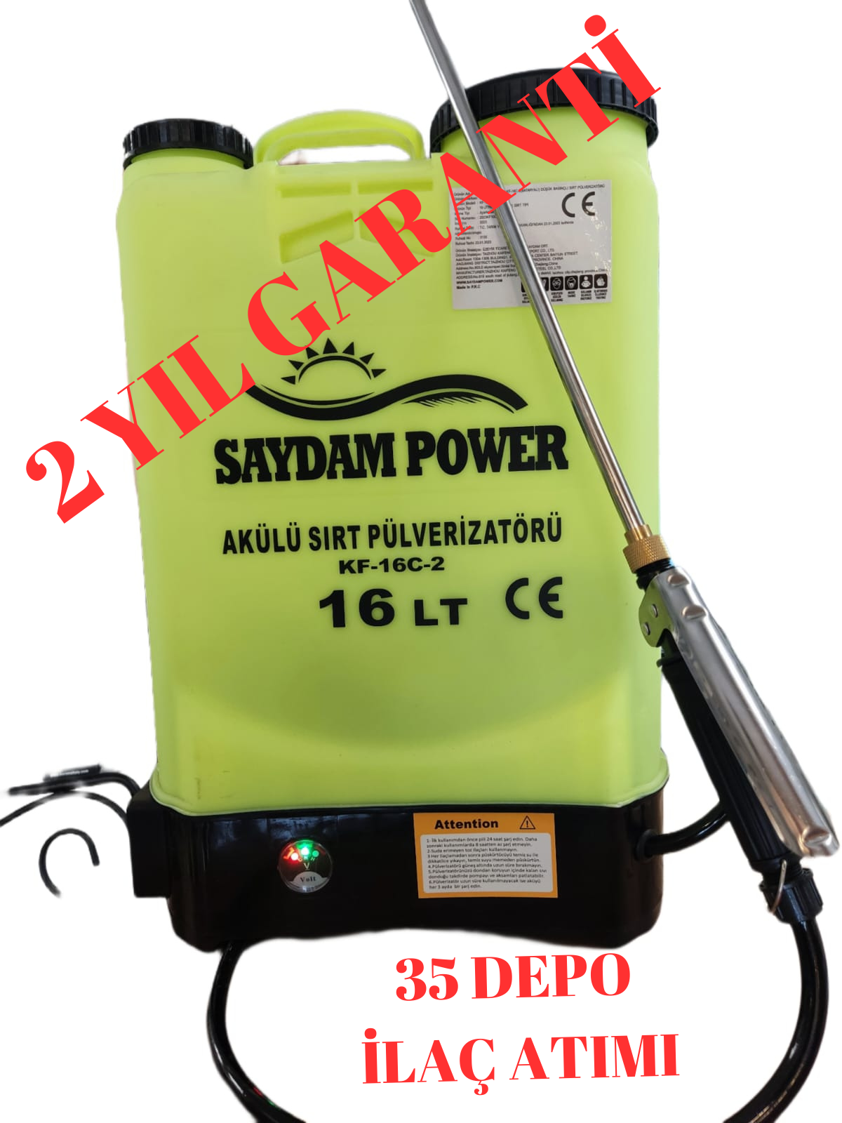 SAYDAM POWER AKÜLÜ 16 LİTRE İLAÇLAMA POMPASI-ÖLÇÜ KABI HEDİYELİ